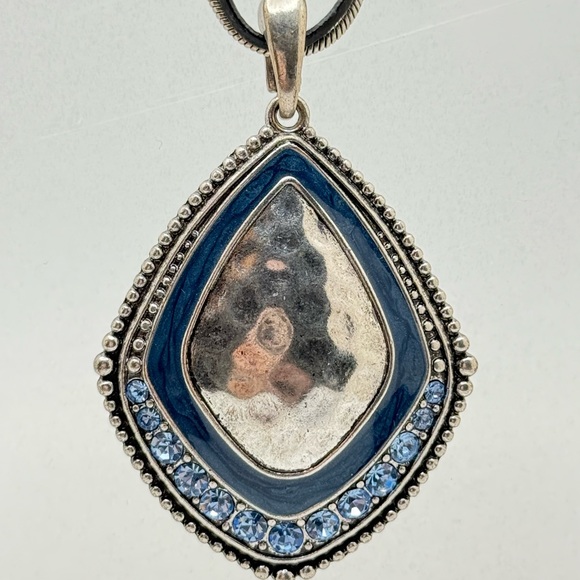 Premier Designs Good To Go Silver Tone Blue Rhinestone Enhancer Necklace Jewelry - Picture 6 of 10